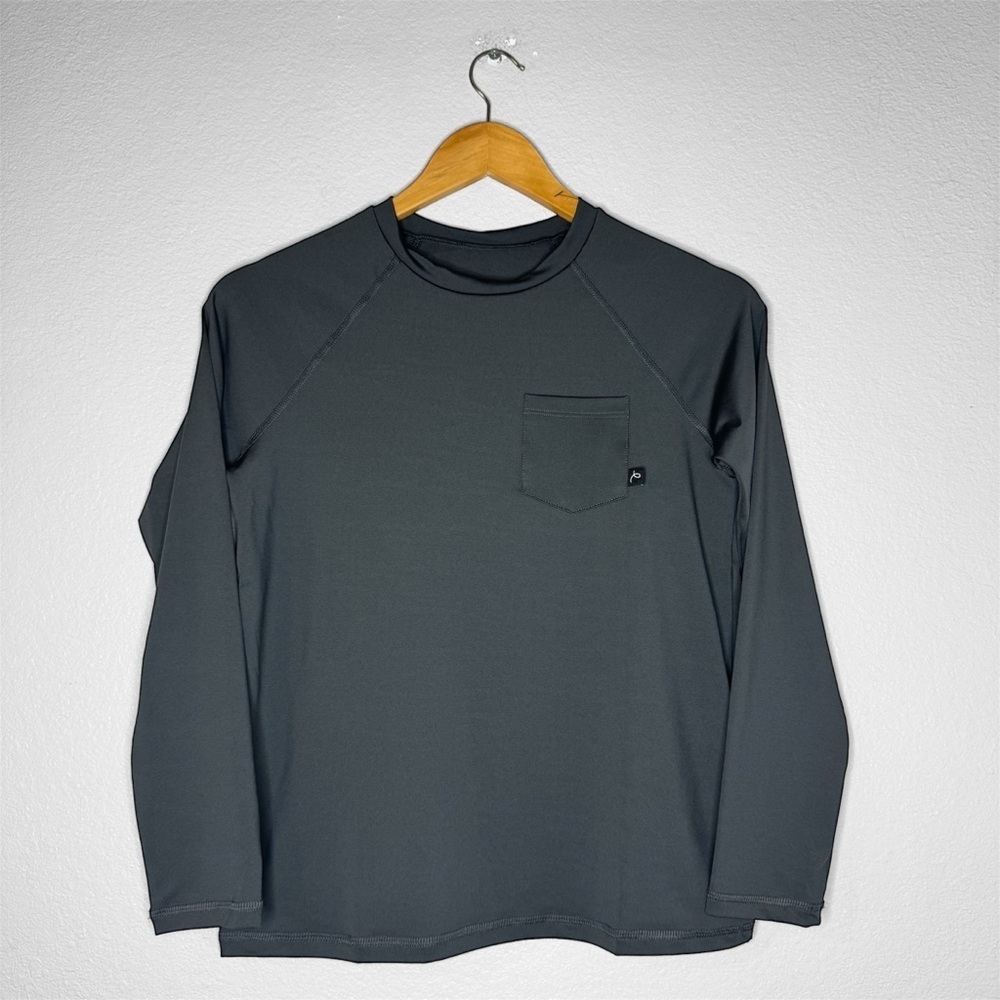 Boys' Long Sleeve Solid Rash Guard Top Art Class Kids Gray L Husky - Picture 4 of 10